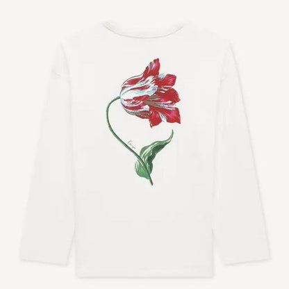KENZO LADYS GOTS TULIP LOOSE L/S T-SHIRT Off White