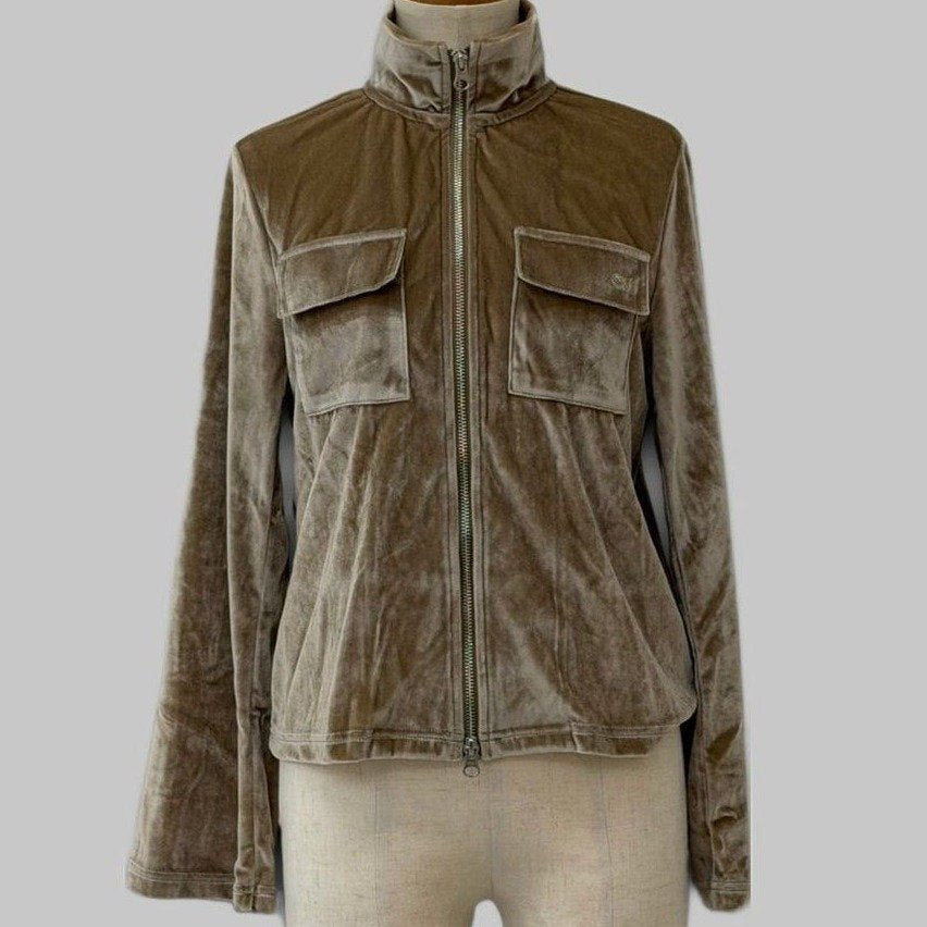 COOME VELOURS ZIP TOP WHITE GOLD