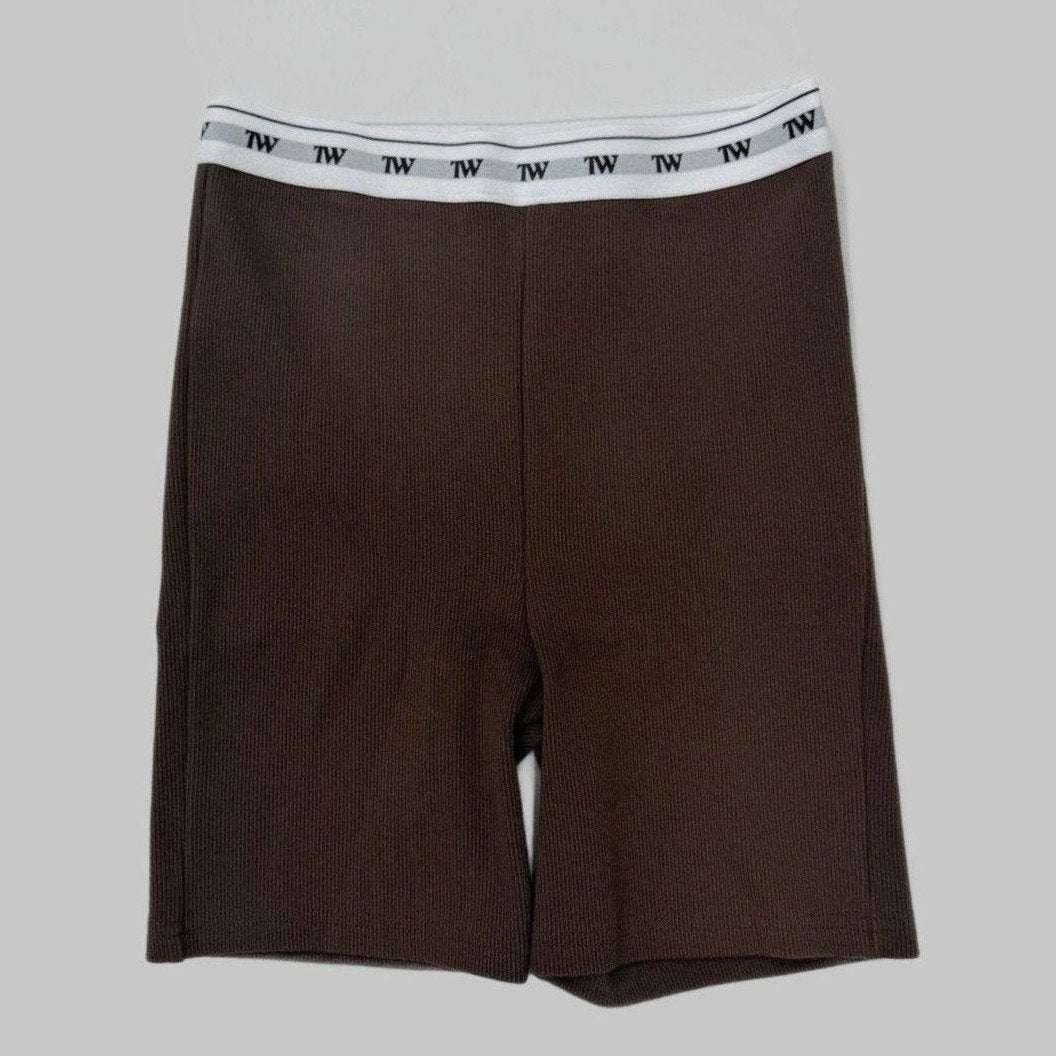 TW SIGNATURE LOGO RIB SHORTS BROWN
