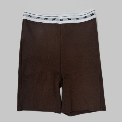TW SIGNATURE LOGO RIB SHORTS BROWN