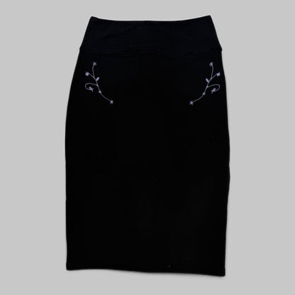COOME BABY FLOWER EMBROIDERY SKIRT BLACK