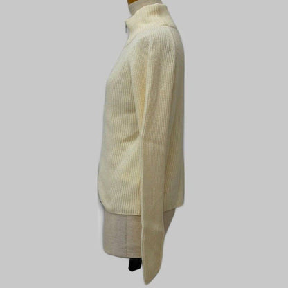 COOME KNIT ZIP UP TOP WHITE