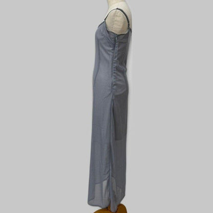 COOME MESH SEE THROUGH DRESS GREY