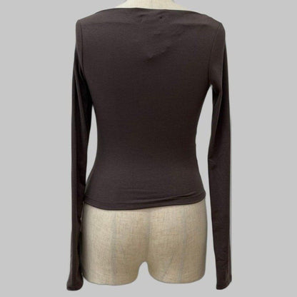 COOME SLIM BOATNECK LS TOP MOCA