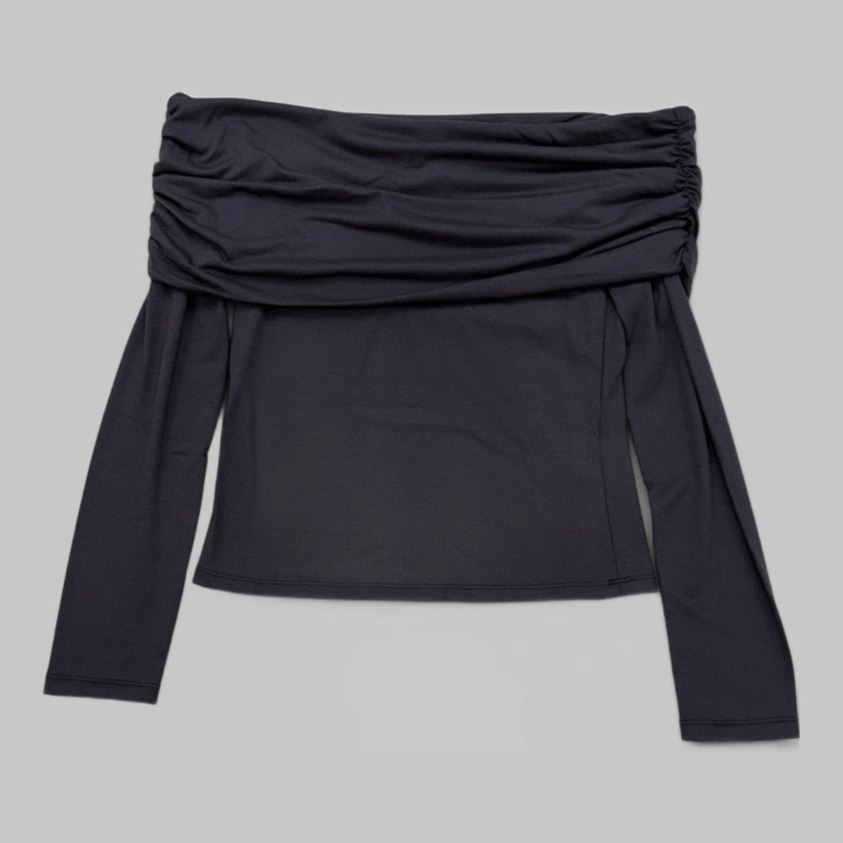 COOME FOLD OVER LS TOP CHARCOAL