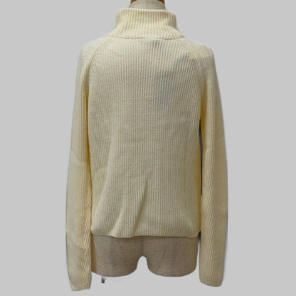 COOME KNIT ZIP UP TOP WHITE