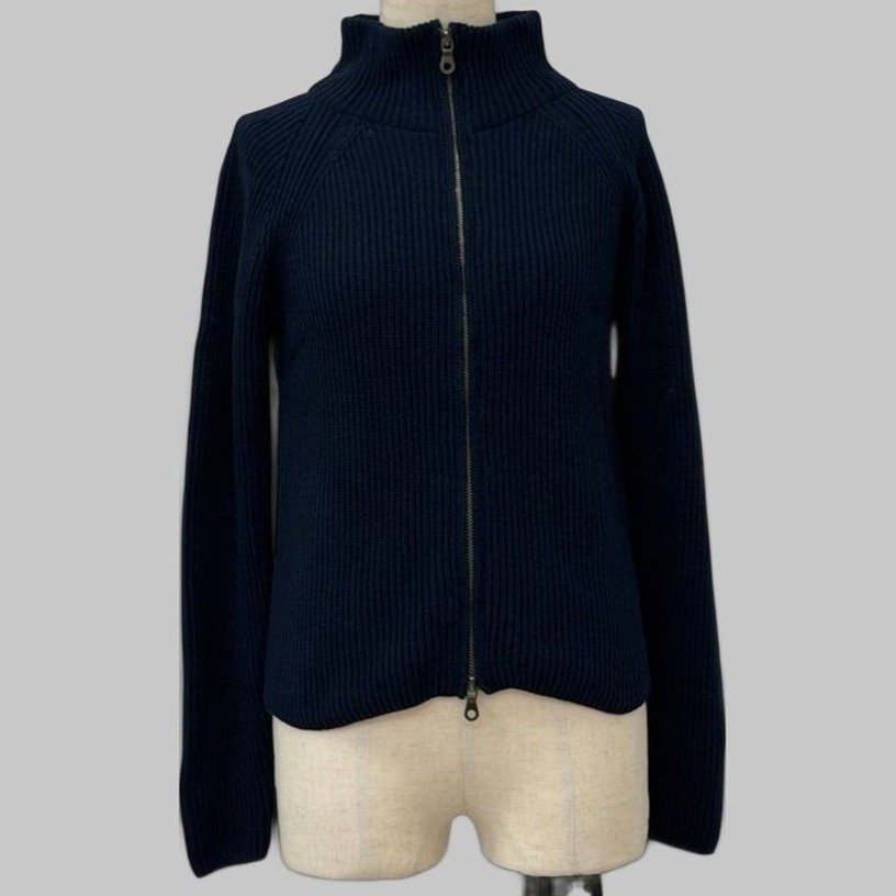 COOME KNIT ZIP UP TOP NAVY