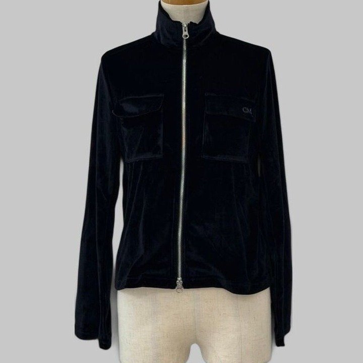 COOME VELOURS ZIP TOP BLACK