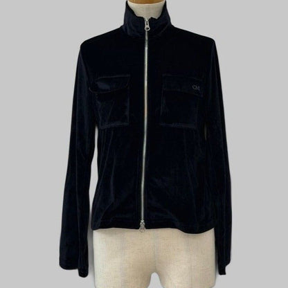 COOME VELOURS ZIP TOP BLACK