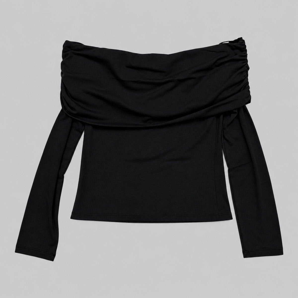 COOME FOLD OVER LS TOP CHARCOAL