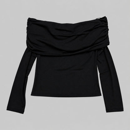 COOME FOLD OVER LS TOP CHARCOAL