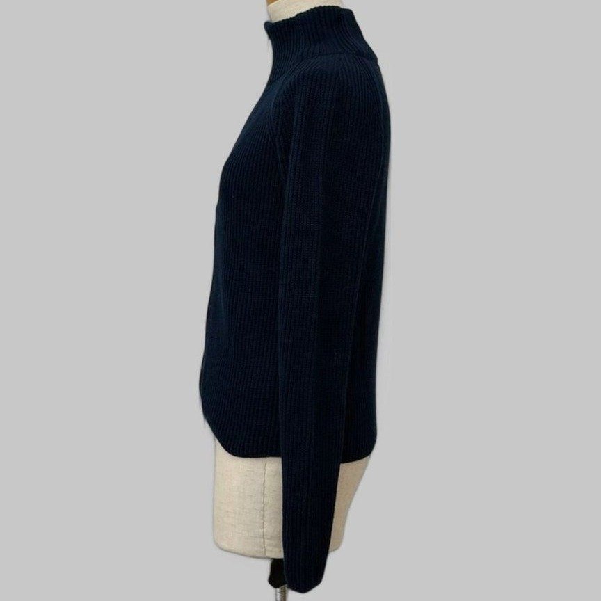 COOME KNIT ZIP UP TOP NAVY