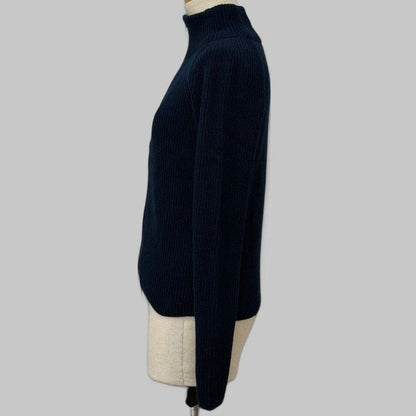 COOME KNIT ZIP UP TOP NAVY