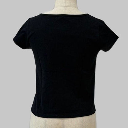 COOME FRENCH SLEEVE SS TEE BLACK-SILVER