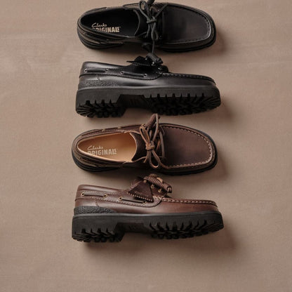 CLARKS Yukoner Boat Black Leather