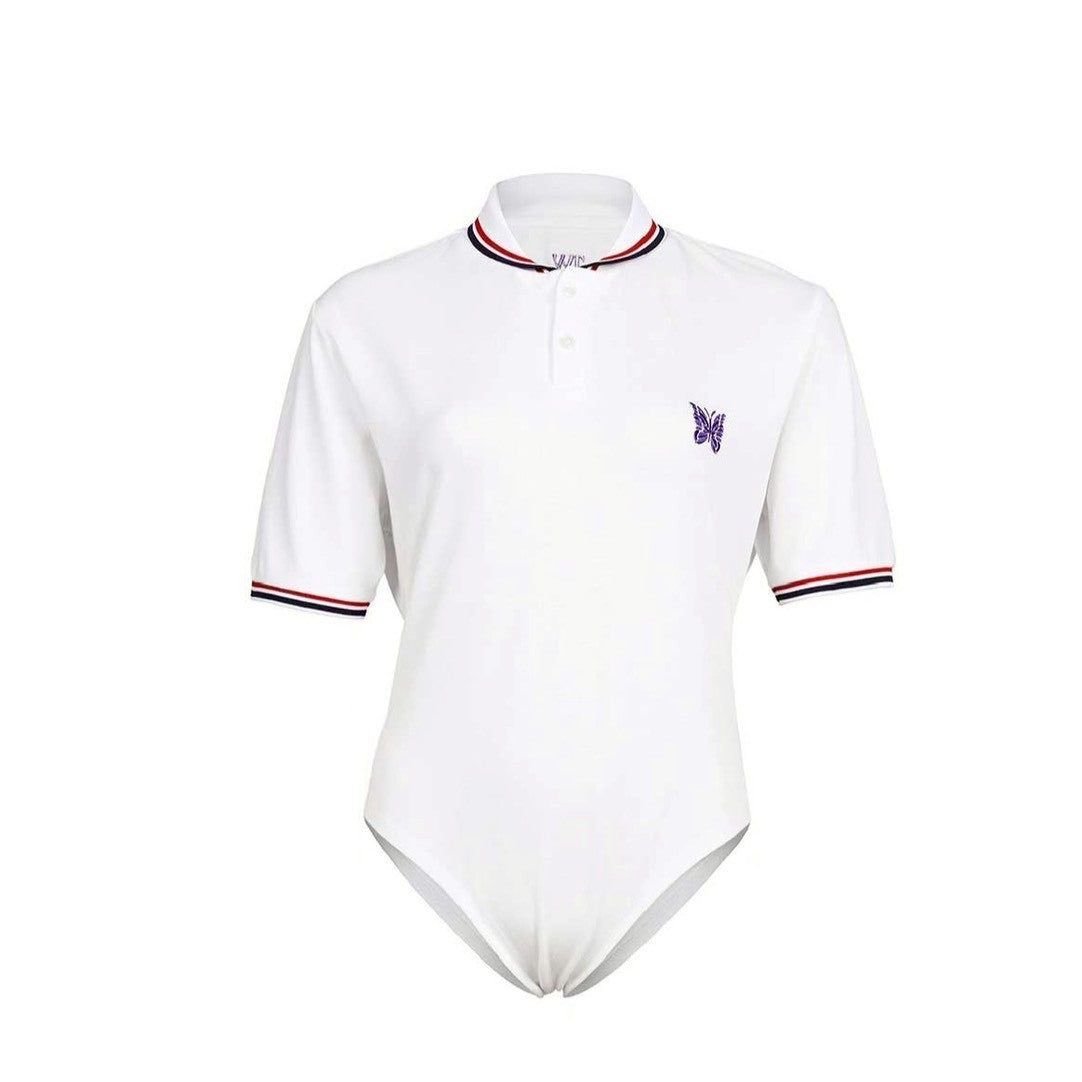 TW NEEDLES × S/S Polo Bodysuit WHITE