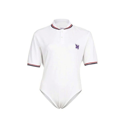 TW NEEDLES × S/S Polo Bodysuit WHITE