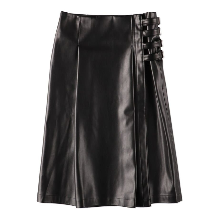 COOME LEATHER WRAP MID SKIRT BLACK