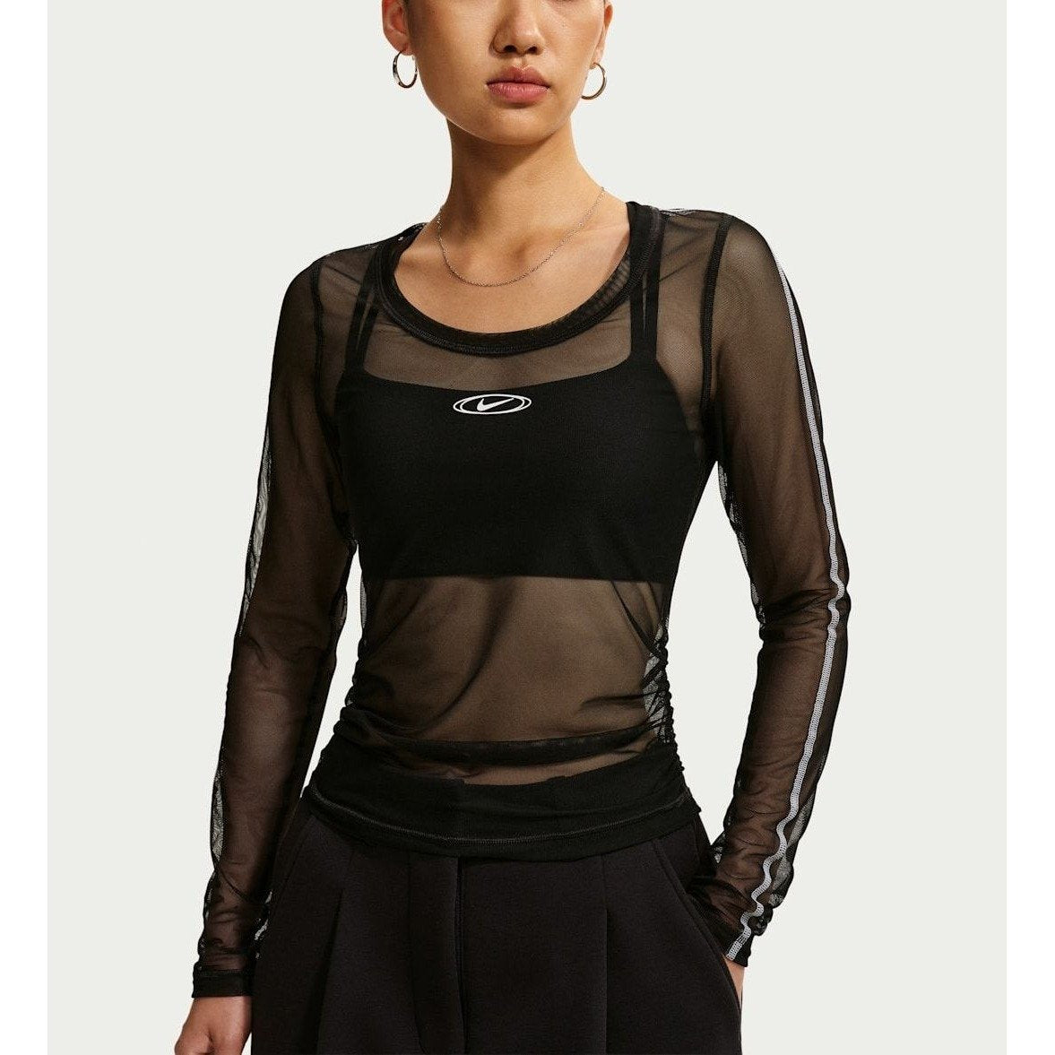 NIKE ナイキ AS W NK STREET SHEER LS BLACK/WHITE