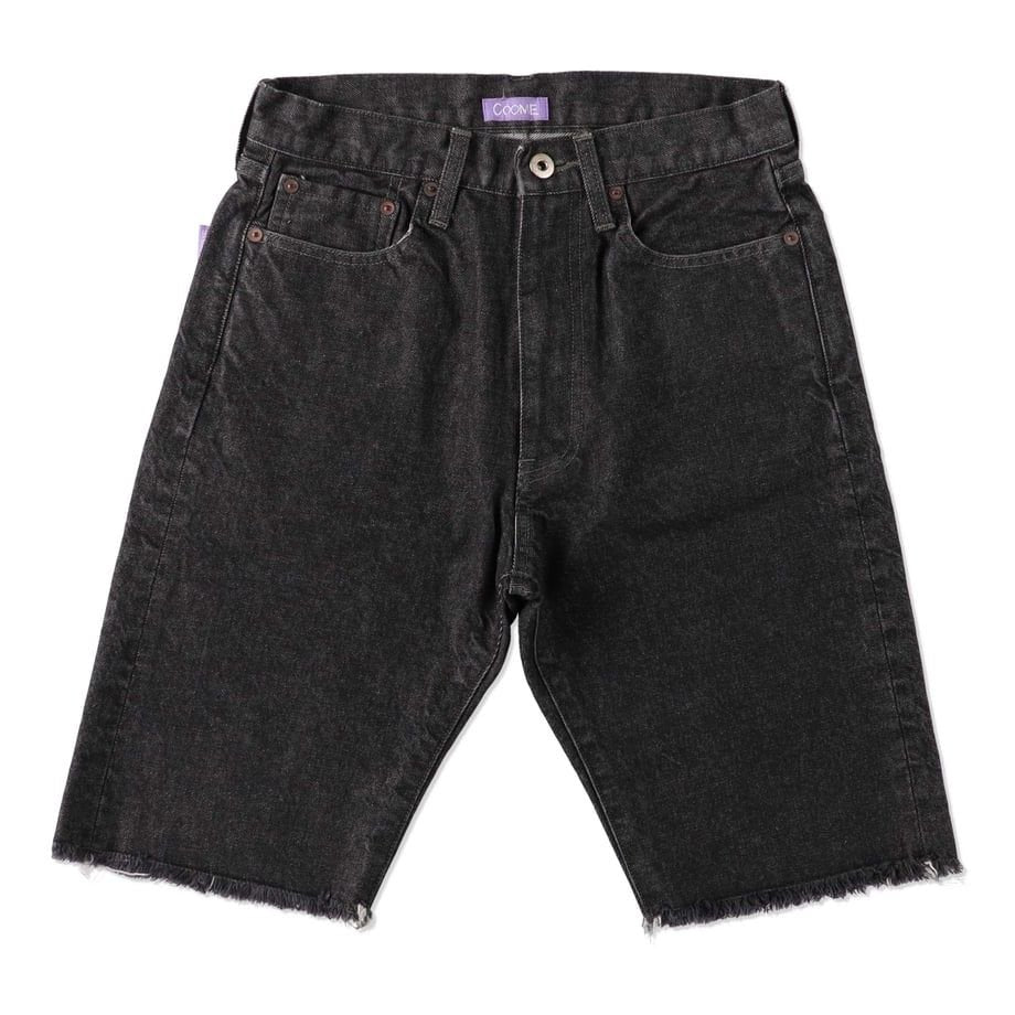 COOME DENIM MID-THIGH SHORTS BLACK
