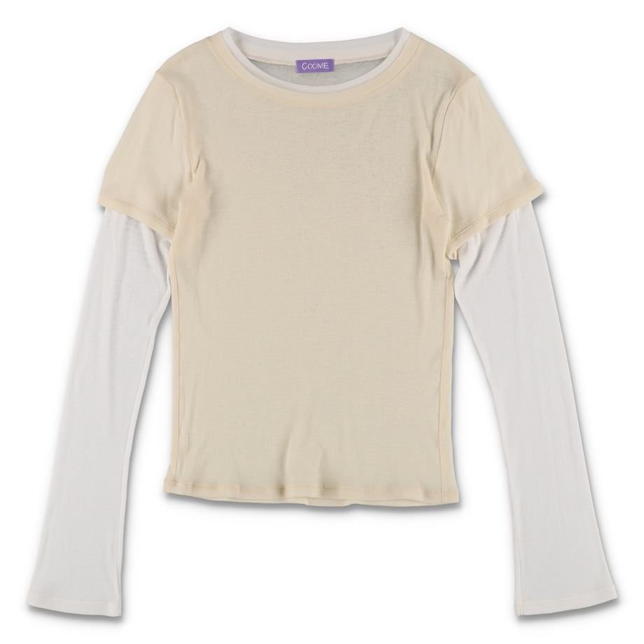 COMME SHEER LAYERED TOP CREAM