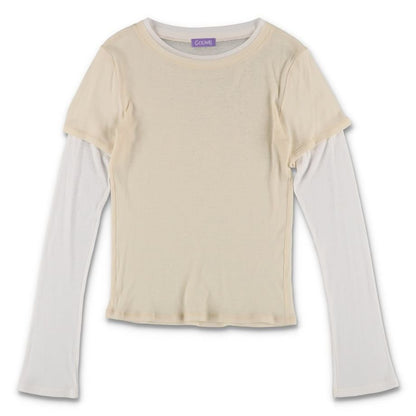 COMME SHEER LAYERED TOP CREAM