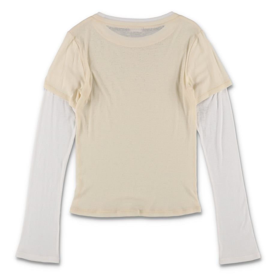 COMME SHEER LAYERED TOP CREAM