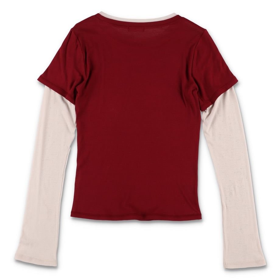 COMME SHEER LAYERED TOP BURGUNDY