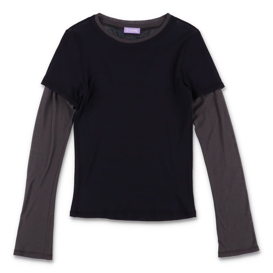 COMME SHEER LAYERED TOP DARK NAVY