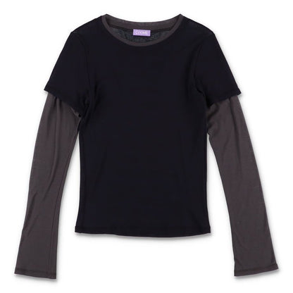 COMME SHEER LAYERED TOP DARK NAVY