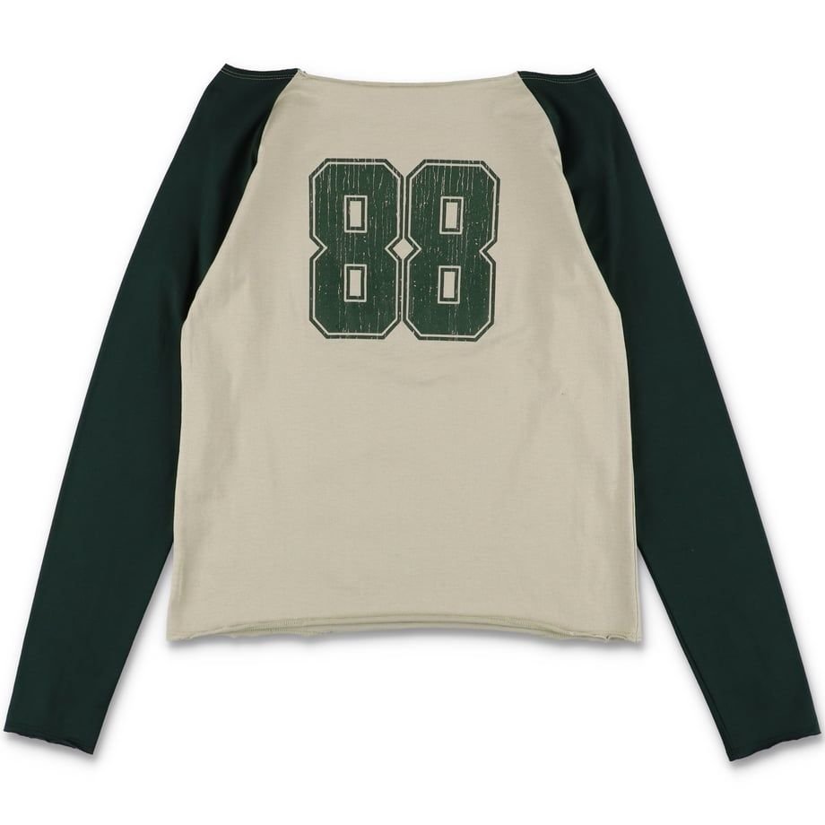 COMME RAGLAN CUT OFF TEE DUSTY GREEN xGREEN