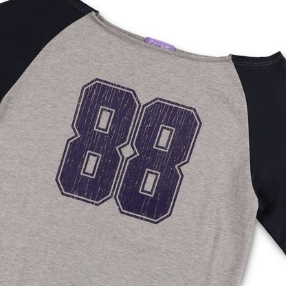 COMME RAGLAN CUT OFF TEE GREY x NAVY