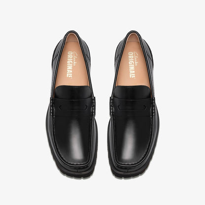 CLARKS Yukoner Penny Black Leather