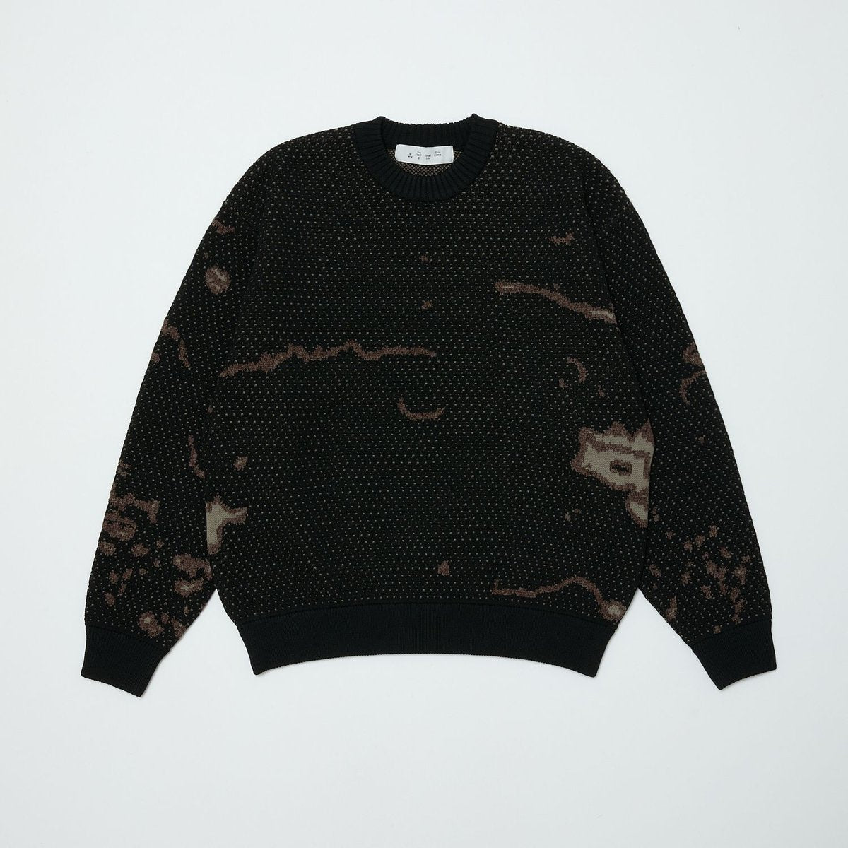 BAL JACQUARD PATTERN CREWNECK SWEATER BLACK