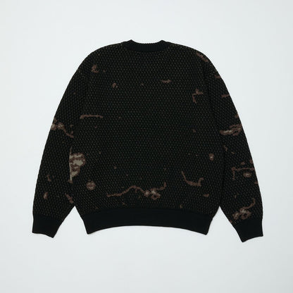 BAL JACQUARD PATTERN CREWNECK SWEATER BLACK