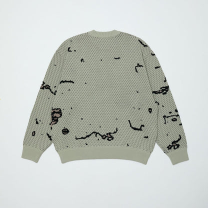 BAL JACQUARD PATTERN CREWNECK SWEATER STONE BEIGE