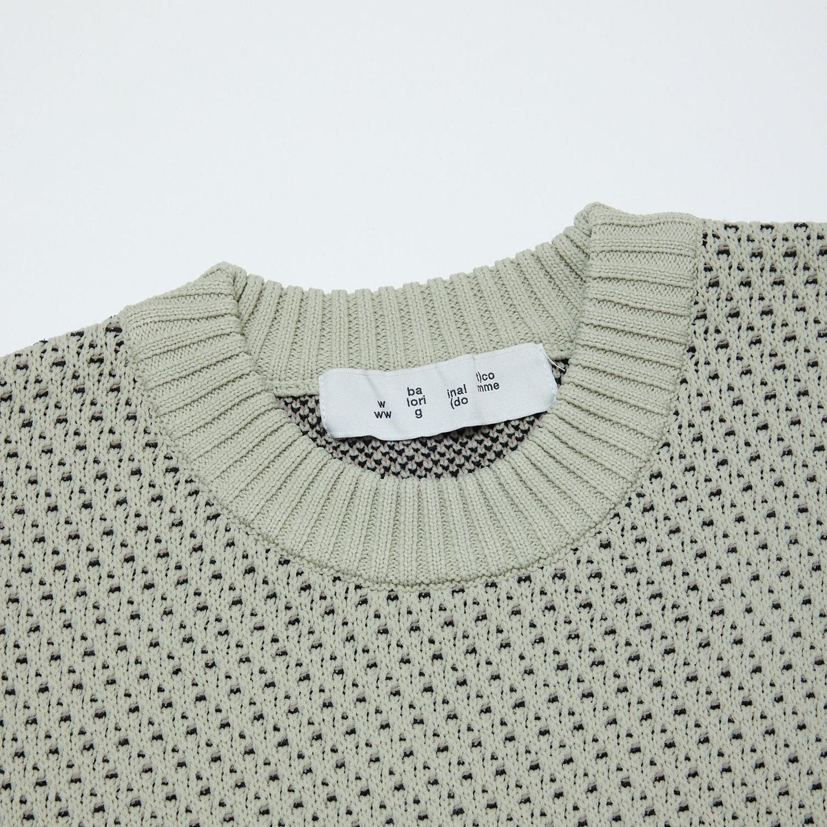 BAL JACQUARD PATTERN CREWNECK SWEATER STONE BEIGE