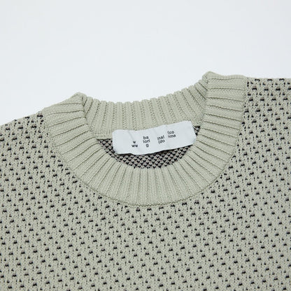 BAL JACQUARD PATTERN CREWNECK SWEATER STONE BEIGE