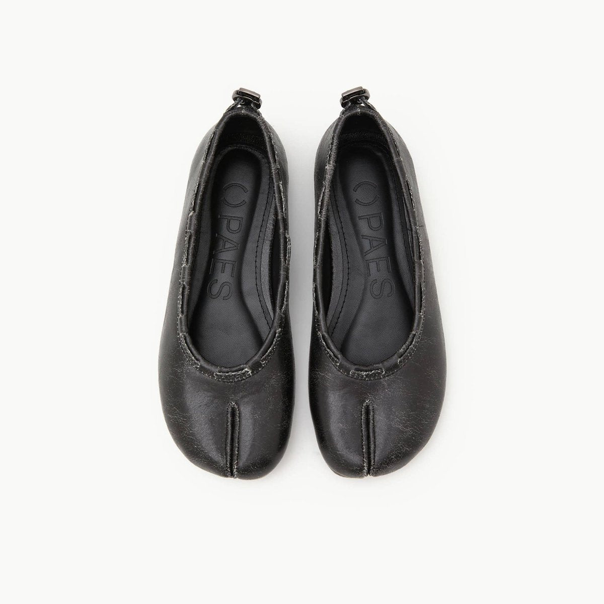 PAES Leather String Flat Vintage Black