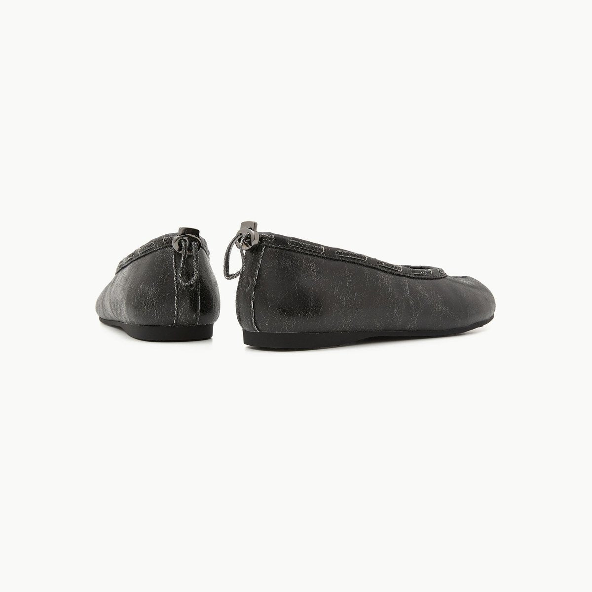 PAES Leather String Flat Vintage Black