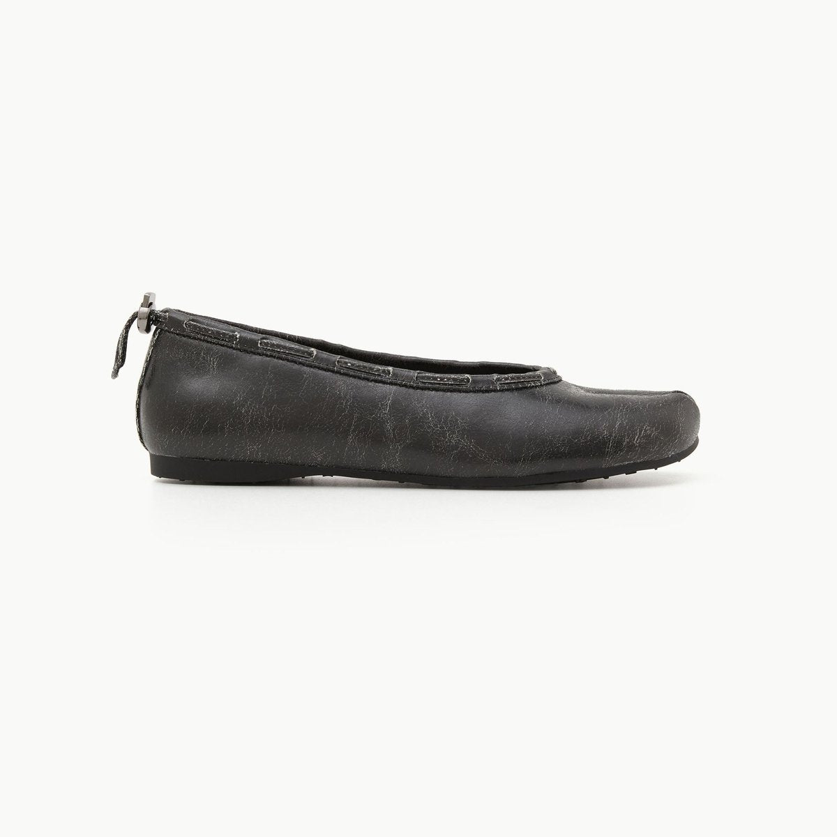 PAES Leather String Flat Vintage Black