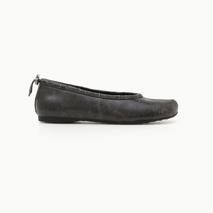 PAES Leather String Flat Vintage Black
