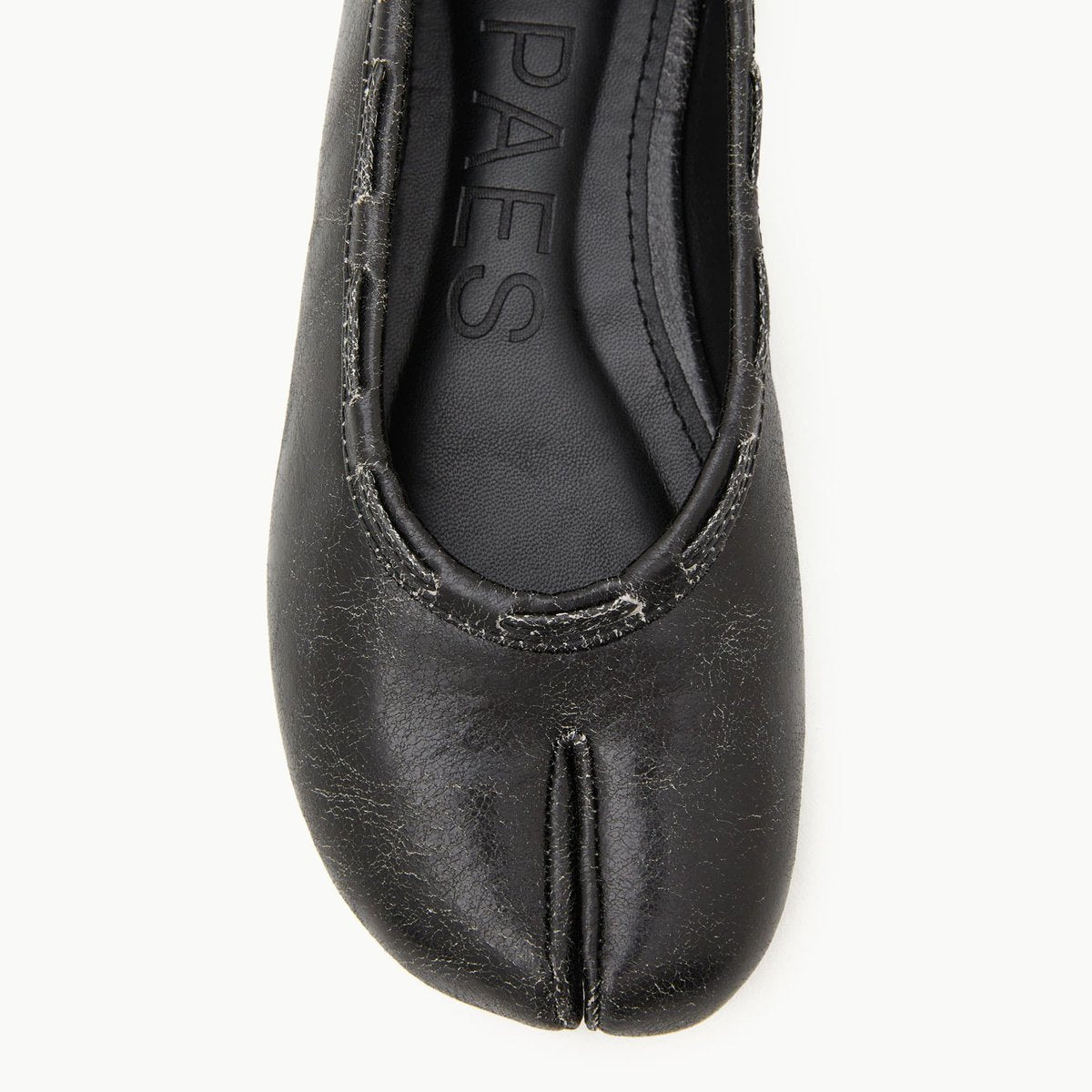 PAES Leather String Flat Vintage Black