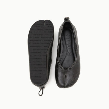 PAES Leather String Flat Vintage Black