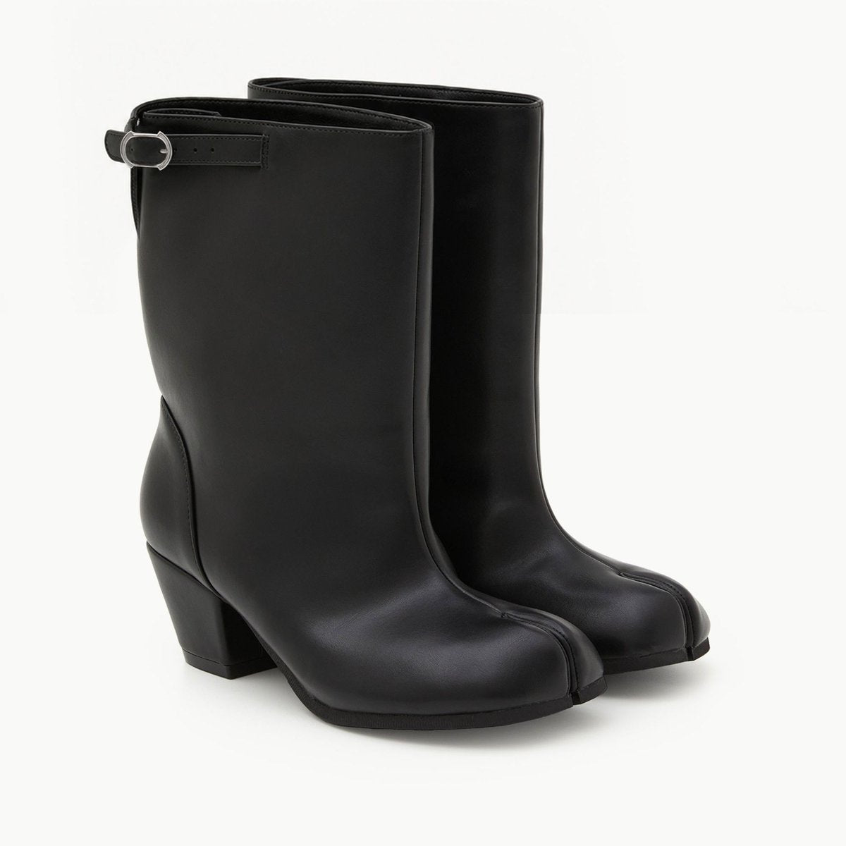 PAES Wide Buckle Tabi Boots Black