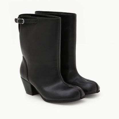 PAES Wide Buckle Tabi Boots Black