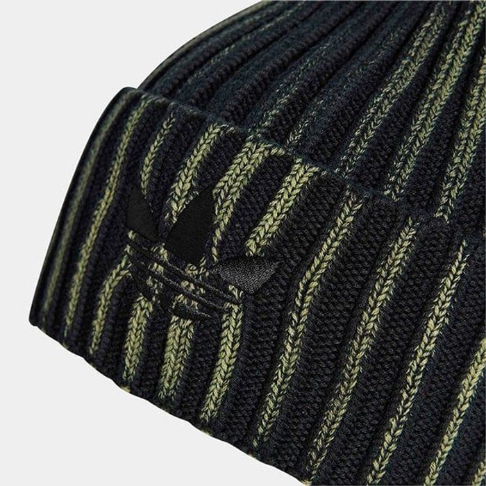 adidas originals BEANIE WASHED ブラック/オリーブストレータ