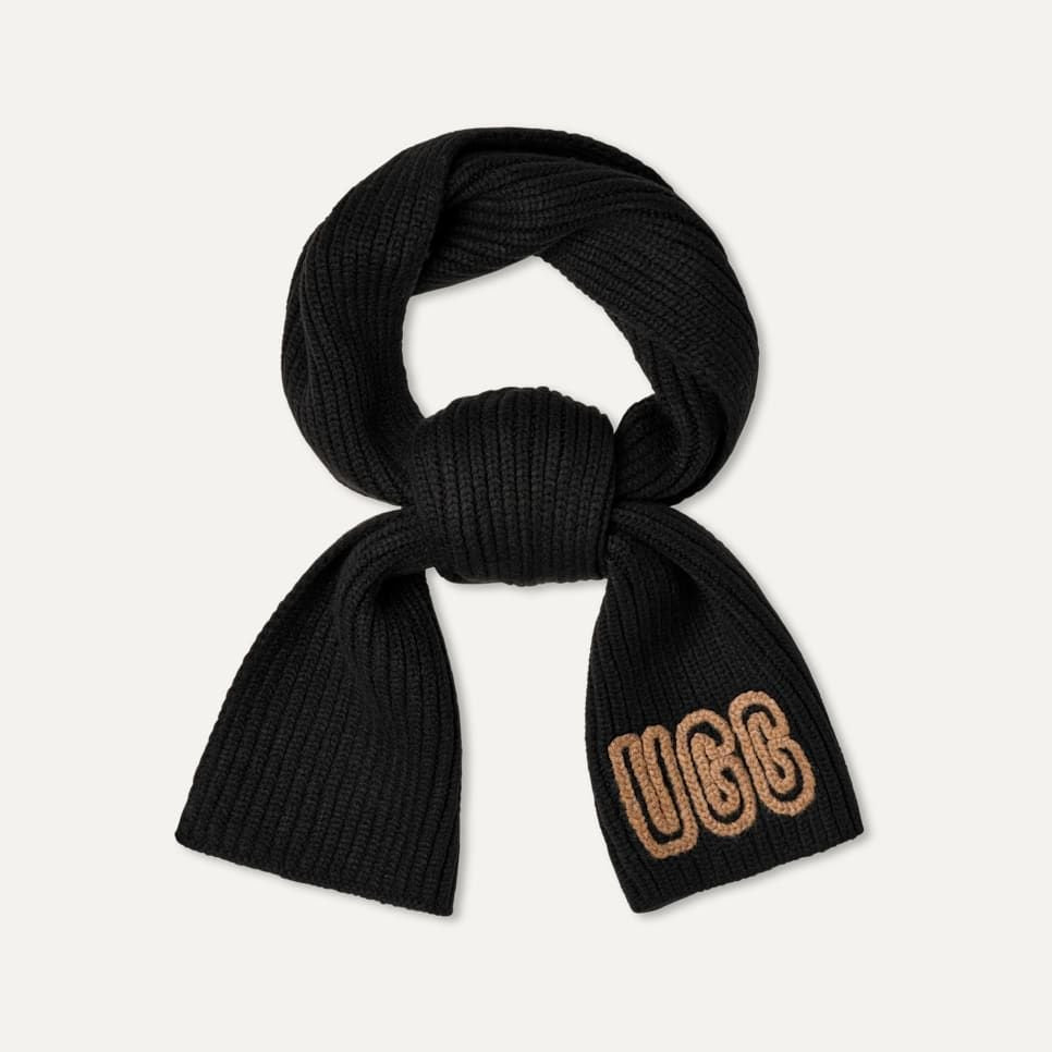UGG U CHUNKY CRAFTED RIB SCARF BLK