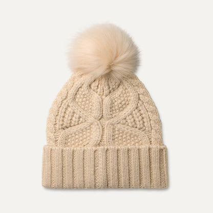 UGG W CABLE BEANIE WITH POM CRM