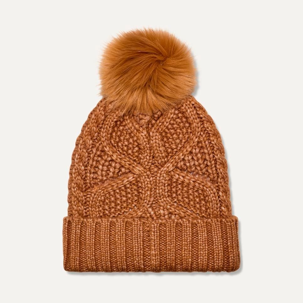 UGG W CABLE BEANIE WITH POM CHE